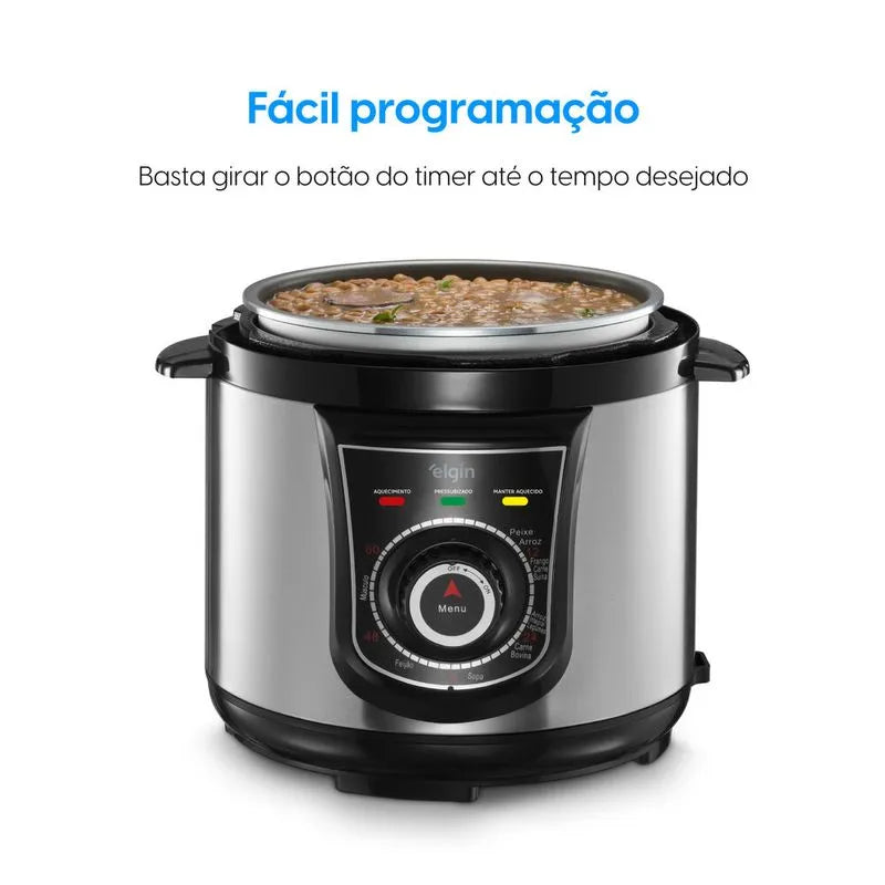 (PAGUE 1 LEVE 2) Panela de Pressão Elétrica 10 Funções – 840W | Segurança e Rapidez + BRINDE: Kit Utensílios