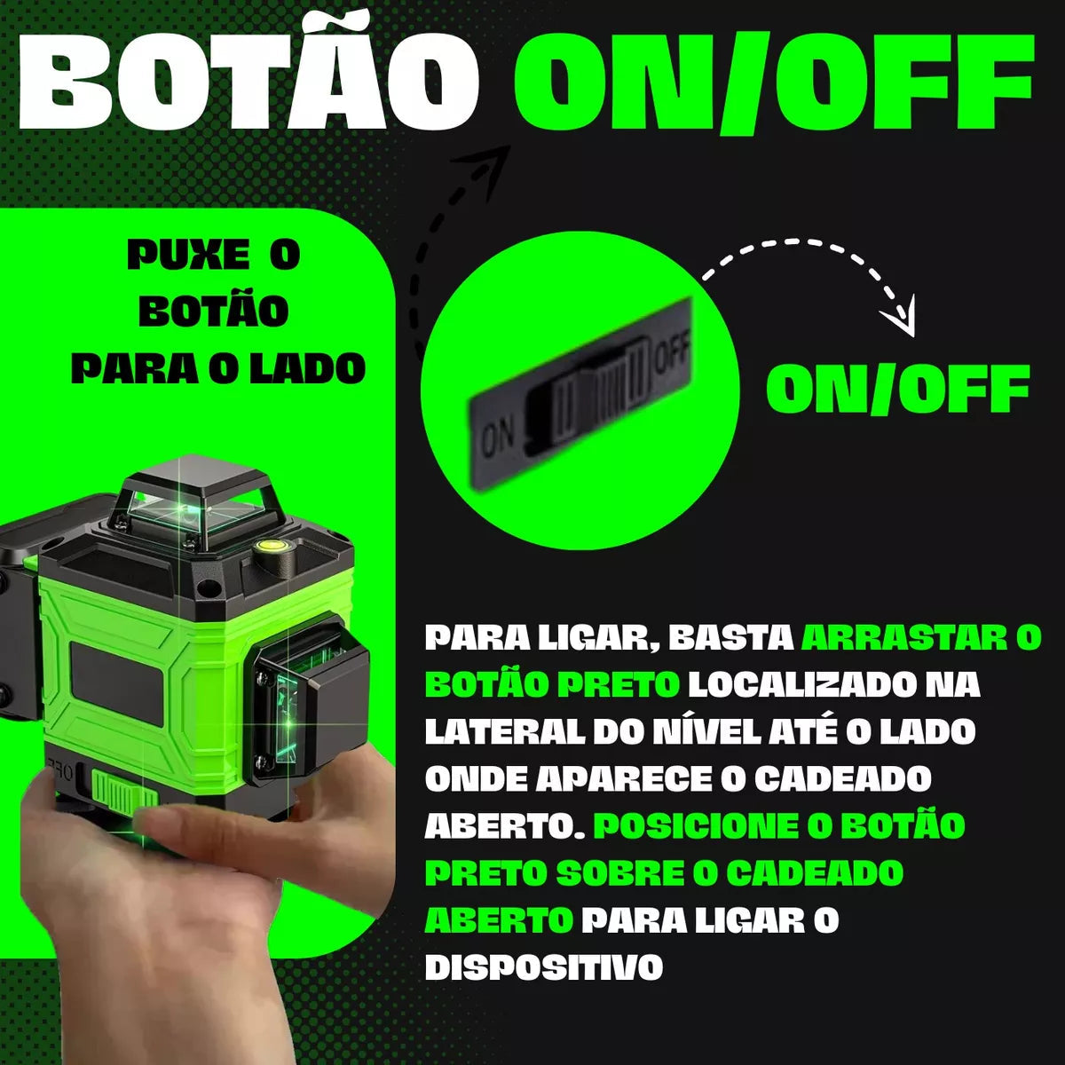 Kit Nível Laser Verde 12 Linhas 40m com Tripé + Esquadro + Suporte -  Recarregável [ENVIO FULL]