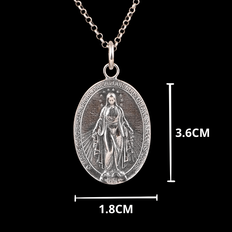 Colar Medalha Milagrosa Virgem Maria em Prata Esterlina