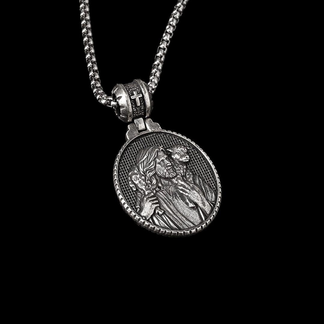 Colar Cristão Pastor Jesus Cristo com Cordeiro