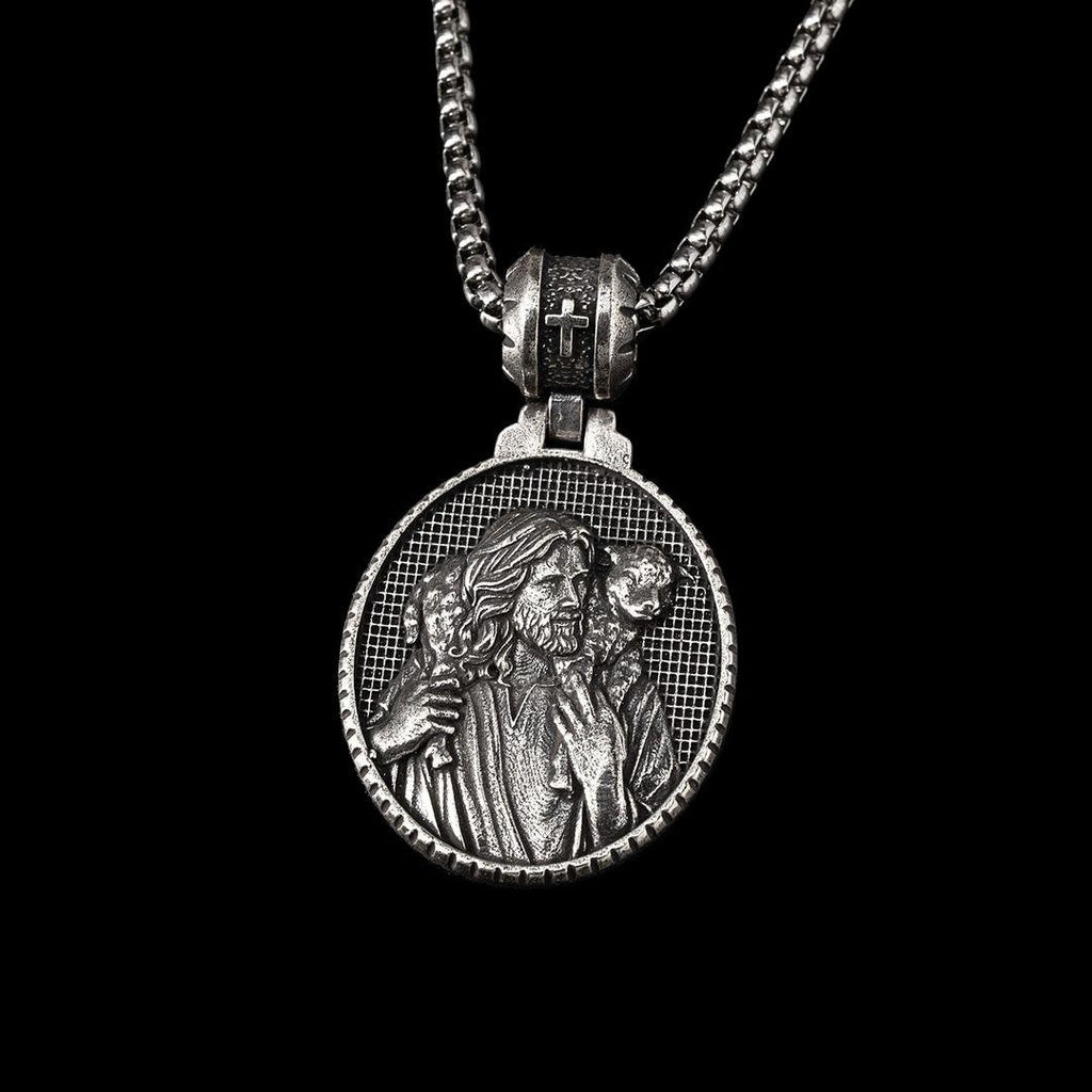 Colar Cristão Pastor Jesus Cristo com Cordeiro