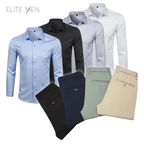 Kit 4 Camisas Ultra tec + 4 Calças Gentleman + Brinde Relogio de Couro