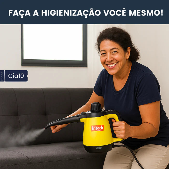 Limpador à Vapor com 9 acessórios + Brinde Esponja Mágica