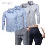 Kit 4 Camisas Ultra tec + 4 Calças Gentleman + Brinde Relogio de Couro