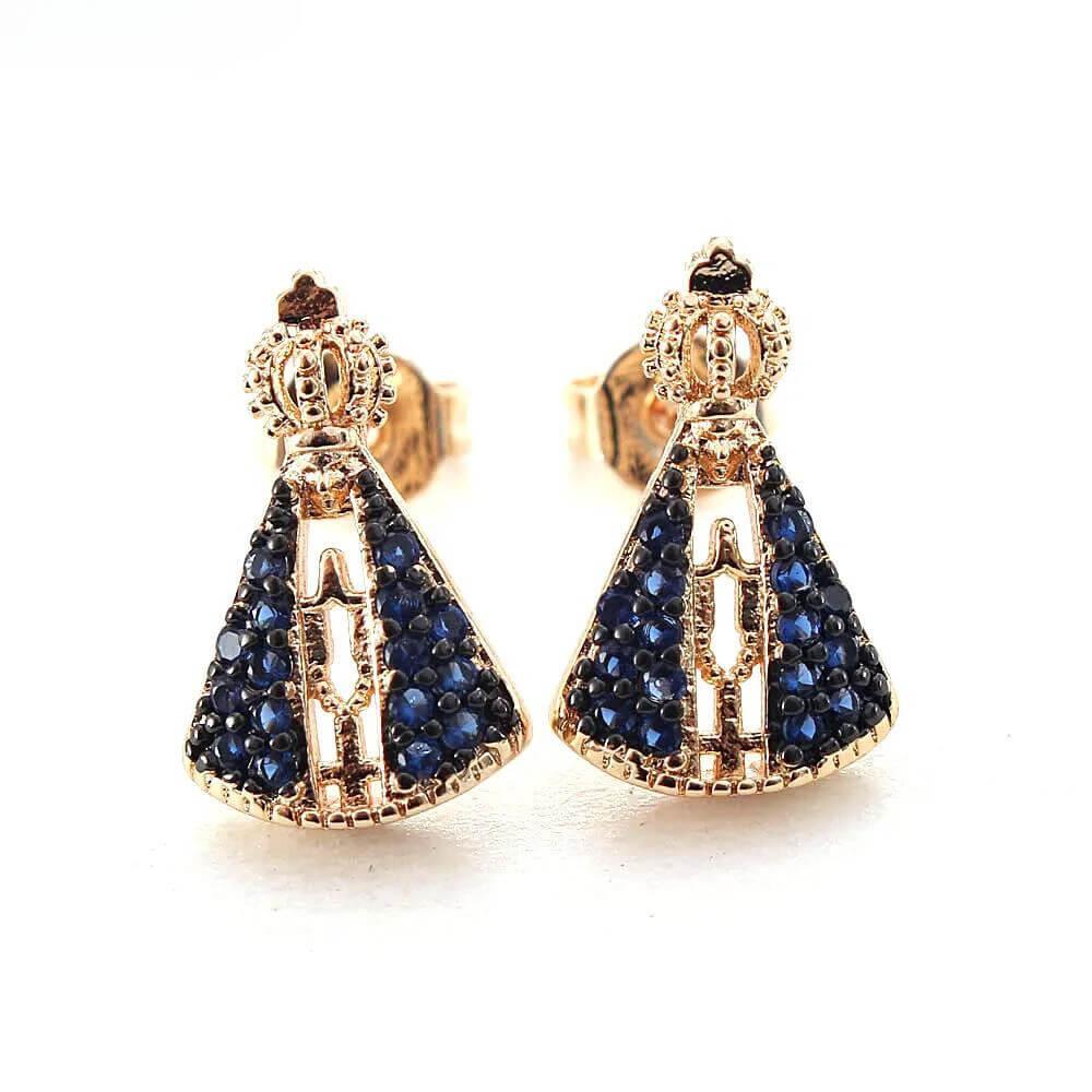 Brinco Nossa Senhora Aparecida com Pedras Zircão