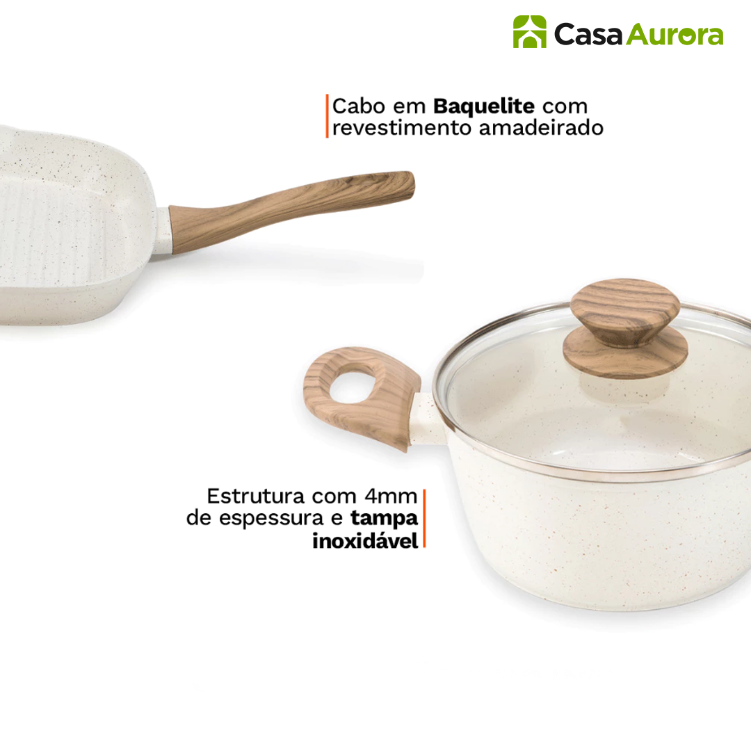 Kit Cozinha dos Sonhos: 9 Panelas Ceramica + 13 Utensílios de Brinde