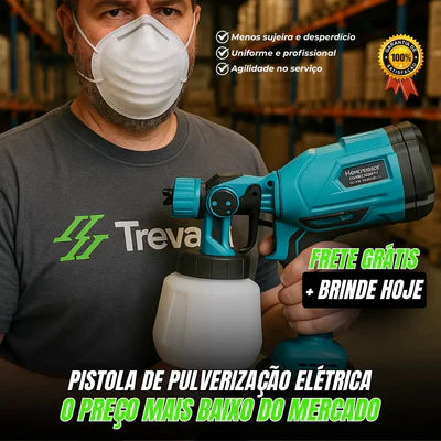 Pulverizador de Tinta 1000ml Elétrico de 200W + BRINDE HOJE (2 Baterias Extras)