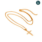 Colar Cruz Cravejada em Zircão e Prata Esterlina Dourada - Minimalista & Luxuosa