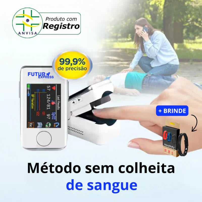 (Pague 1 Leve 2 ) Medidor a Laser Não Invasivo SmartGlico (PRECISÃO DE 99,9%) + Brinde Pulseira Reguladora de Glico