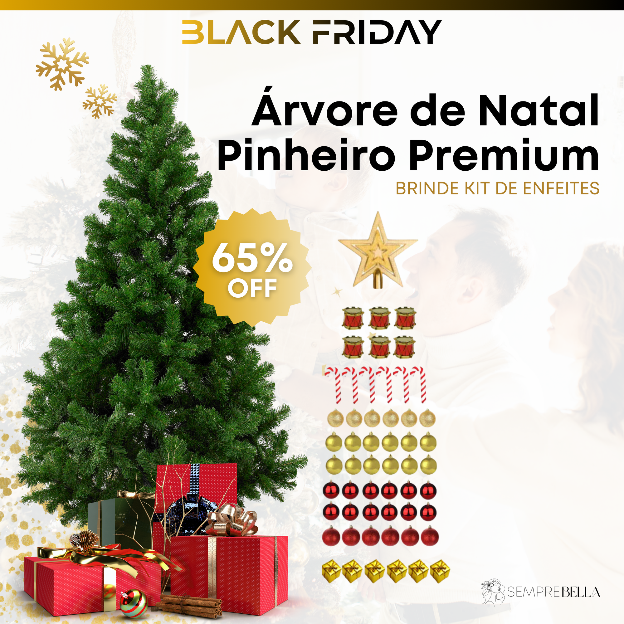Árvore Natal Pinheiro Premium 200 Galhos Enfeitada Decorada + Kit Completo Enfeites