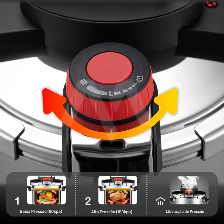(PAGUE 1 LEVE 2) Panela de Pressão de Aço Inoxidável - À Prova De Explosões + BRINDE: Kit Utensílios