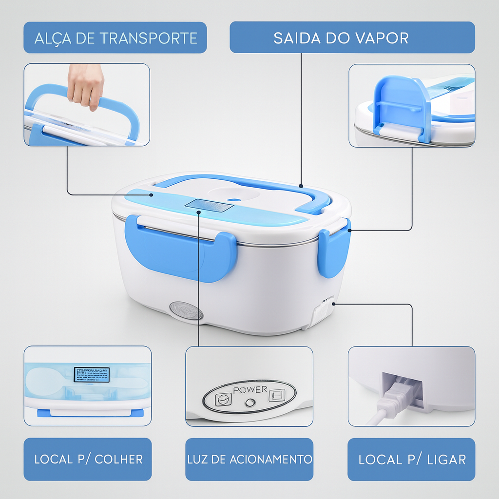 (PAGUE 1 LEVE 2) Marmita Elétrica Portátil 2 em 1 – Aqueça sua comida onde estiver
