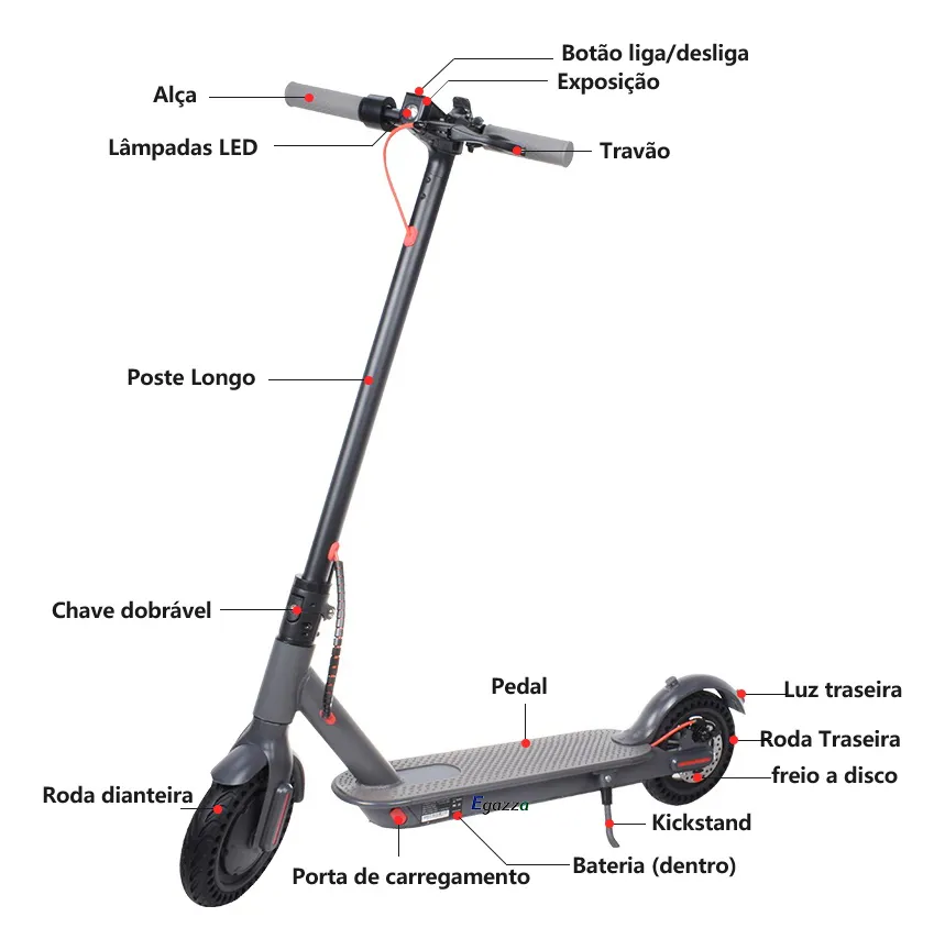 Patinete Elétrico Scooter De Alumínio com App Bluetooth