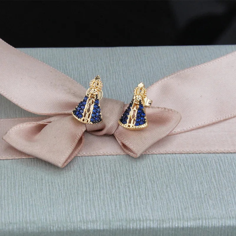 Par de Brincos Católicos - Folheado a Ouro com Zircônias