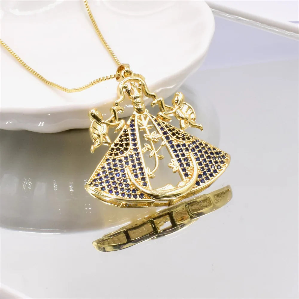 COLAR APARECIDA EM OURO E ZIRCÔNIAS