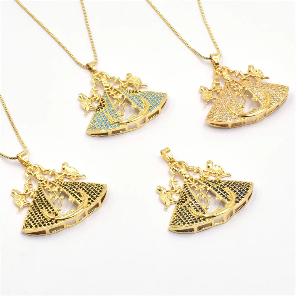 COLAR APARECIDA EM OURO E ZIRCÔNIAS