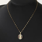 Colar Virgem Maria Colorido Feminino de Zircão