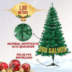 Árvore Natal Pinheiro Premium 200 Galhos Enfeitada Decorada + Kit Completo Enfeites