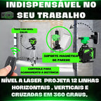 Kit Nível Laser Verde 12 Linhas 40m com Tripé + Esquadro + Suporte -  Recarregável [ENVIO FULL]
