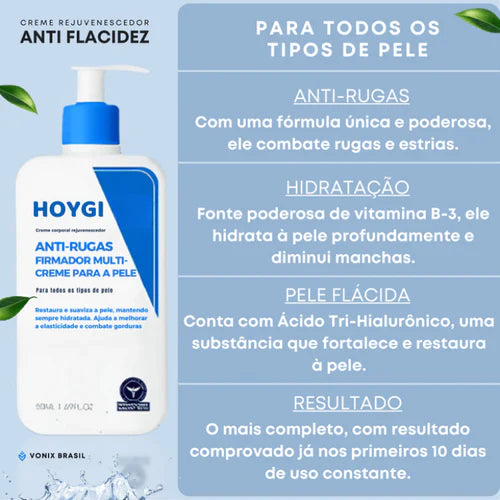 (Kit com 3 Unidades) Creme de Pele Anti-Rugas e Flacidez Fubsta Hoygi- Resultados em 10 Dias de Uso
