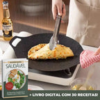 CookFlex™ – Frigideira de Pedra Vulcânica Antiaderente + Livro Digital com 30 Receitas Saudáveis e Rápidas para o Dia a Dia!